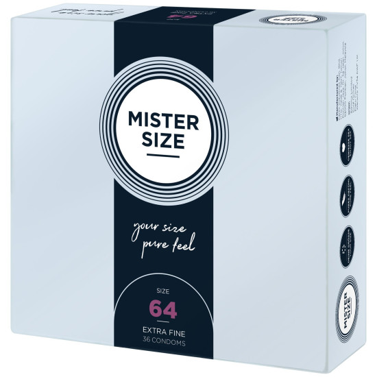 Презервативи для пеніса довжиною 13,7-14,7 см, 36 шт Mister Size - pure feel 64