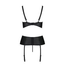 Корсет з відкритими грудьми, стринги в наборі, чорний Passion Jannies Corset Black, L/XL