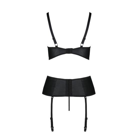 Корсет з відкритими грудьми, стринги в наборі, чорний Passion Jannies Corset Black, L/XL