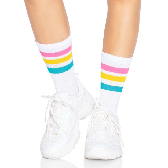 Женские носки в полоску в цветах пансексуального флага Leg Avenue Pride Crew Socks Pansexual, 37–43