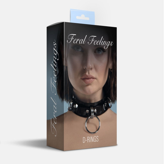 Нашийник для фіксації, чорний Feral Feelings D-Rings Black