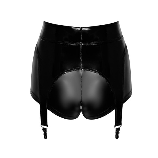 Шортики з підтяжками, мокрий ефект і вініл Noir Handmade F325 Glam Suspender Wetlook and Vinyl Shorts, L