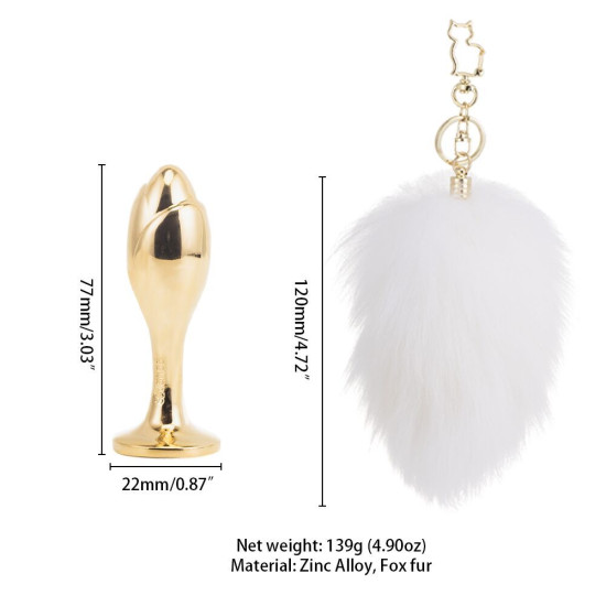 Анальная пробка с белым кроличьим хвостом, форма розы Lockink Sevanda White Bunny-Tail Anal Rose-Shape Plug