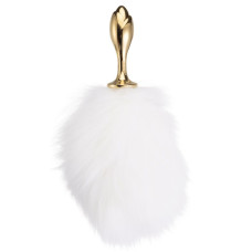 Анальна пробка з білим кролячим хвостом, форма троянди Lockink Sevanda White Bunny-Tail Anal Rose-Shape Plug