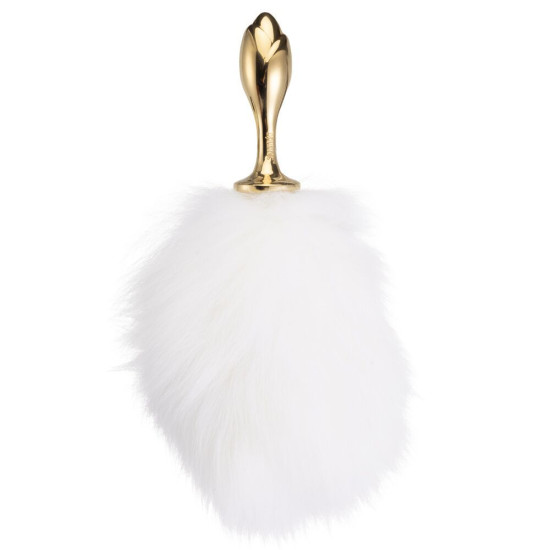 Анальная пробка с белым кроличьим хвостом, форма розы Lockink Sevanda White Bunny-Tail Anal Rose-Shape Plug