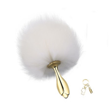 Анальна пробка з білим кролячим хвостом, форма троянди Lockink Sevanda White Bunny-Tail Anal Rose-Shape Plug