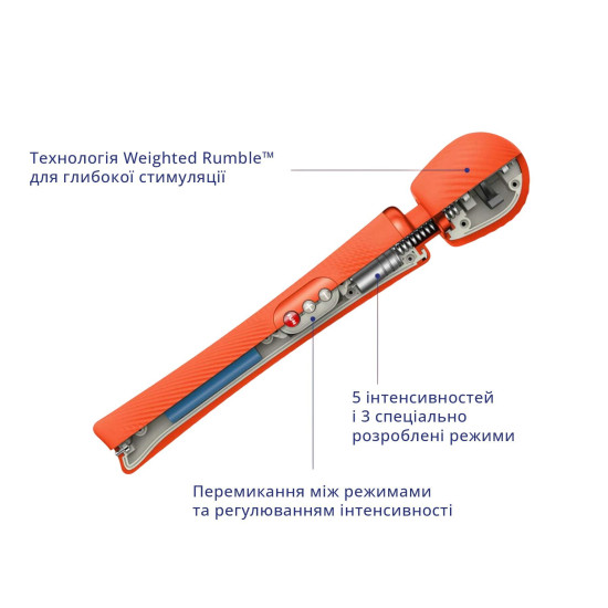 Супермощный вибромассажер, до 6 часов работы, оранжевый Fun Factory VIM Vibrating Wand Sunrise Orange