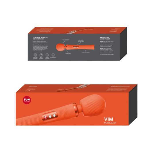 Супермощный вибромассажер, до 6 часов работы, оранжевый Fun Factory VIM Vibrating Wand Sunrise Orange