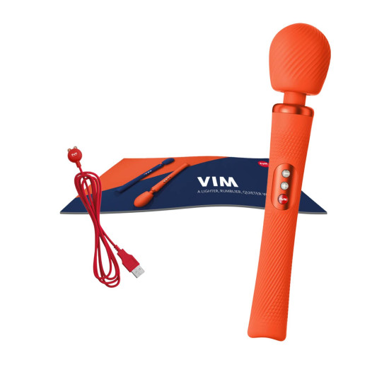 Супермощный вибромассажер, до 6 часов работы, оранжевый Fun Factory VIM Vibrating Wand Sunrise Orange