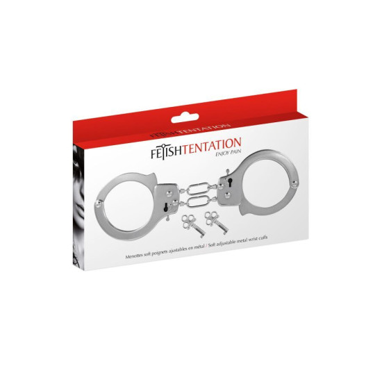 М'які металеві наручники для сексу, сріблясті Fetish Tentation Soft Adjustable Metal Wrist Cuffs