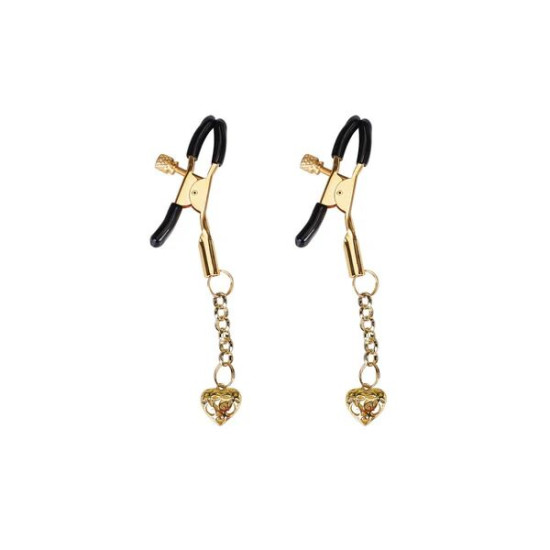 Зажимы для сосков в форме полого сердца, золотистые Liebe Seele Hollow Heart Nipple Clamps Gold