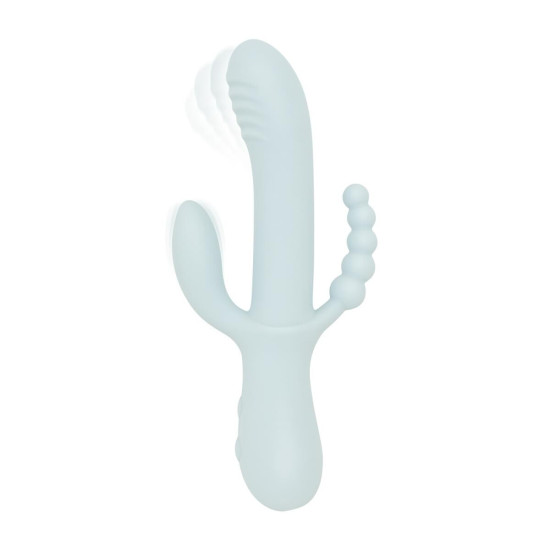 Вибратор с тройной стимуляцией из мягкого силикона, голубой Good Vibes Only Sage Triple Stimulation Vibe Soft Silicone Blue