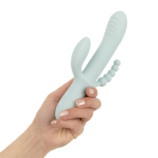 Вибратор с тройной стимуляцией из мягкого силикона, голубой Good Vibes Only Sage Triple Stimulation Vibe Soft Silicone Blue