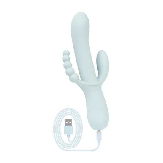 Вибратор с тройной стимуляцией из мягкого силикона, голубой Good Vibes Only Sage Triple Stimulation Vibe Soft Silicone Blue