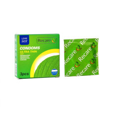 Ультратонкі презервативи з ароматом м'яти, 3 шт Recare Ultra Thin Mint Condoms