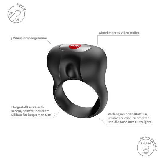 Эрекционное виброкольцо, черное Fun Factory Steady Black