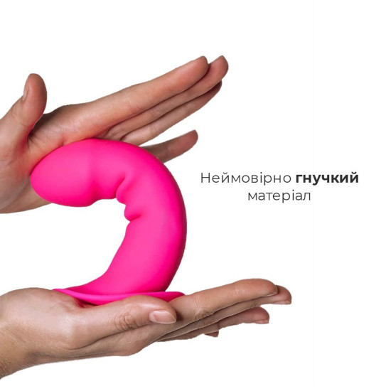 Рожевий ділдо з присоскою, відмінно підходить для страпона, довжина 16,7 см, макс. діаметр 4 см Adrien Lastic Hitsens 2 Pink