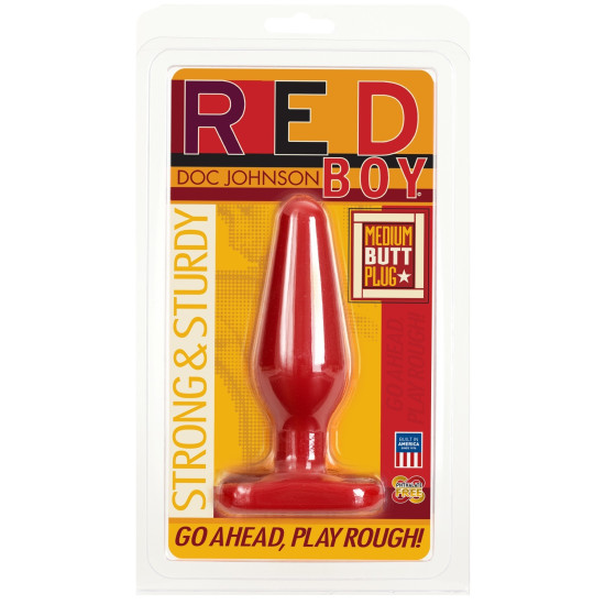Анальная пробка красного цвета, длина 14 см, макс. диаметр 4 см Doc Johnson Red Boy Medium 5.5 Inch