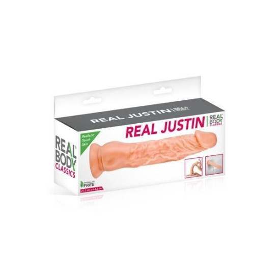 Реалистичный фаллоимитатор из TPE, длина 21,5 см, диаметр 4,2 см, телесный Real Body Real Justin
