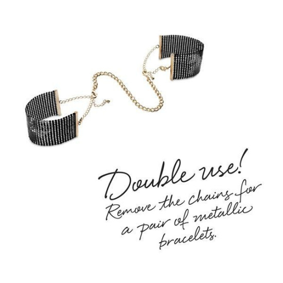 Стильні металеві наручники-браслети, чорного кольору Bijoux Indiscrets Desir Metallique Handcuffs Black