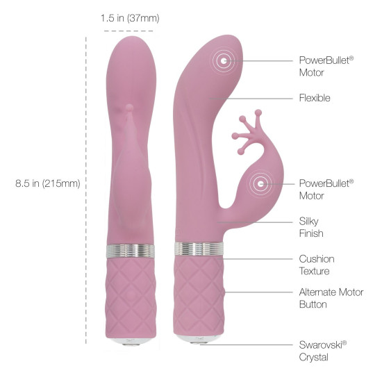 Вібратор-кролик рожевого кольору з кристалом Сваровскі Pillow Talk Kinky Pink