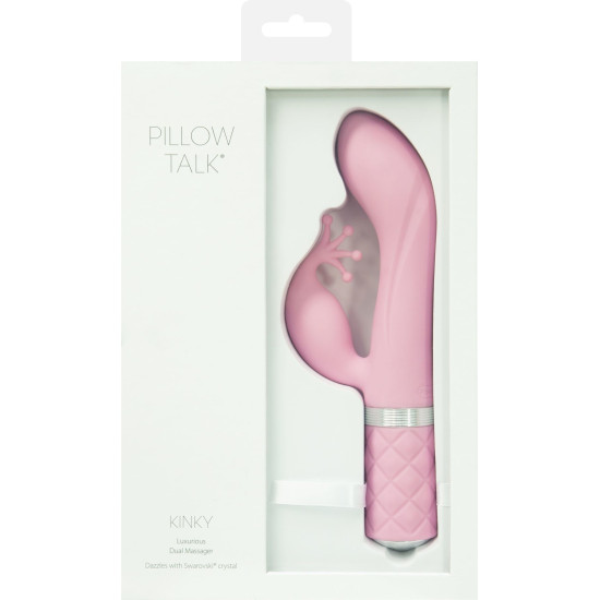 Вібратор-кролик рожевого кольору з кристалом Сваровскі Pillow Talk Kinky Pink