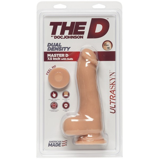 Фалоімітатор із мошонкою, довжина 19 см, діаметр 5,1 см - Doc Johnson The D Master D 7.5 Inch With Balls
