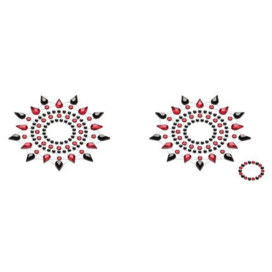 Пэстис из кристаллов (украшение на грудь), черно-красные Petits Joujoux Gloria Set of 2 Black/Red