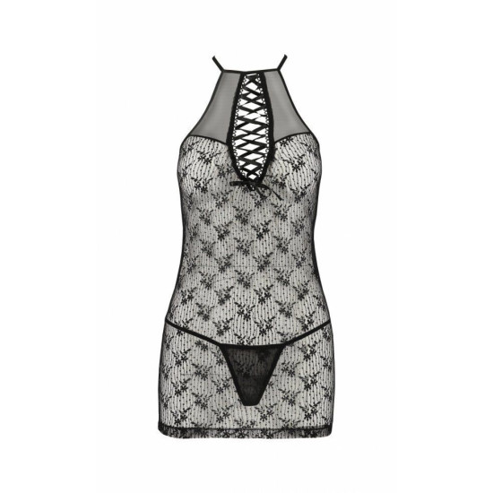 Полупрозрачная сорочка, черная Passion Azalia Chemise Black, S/M