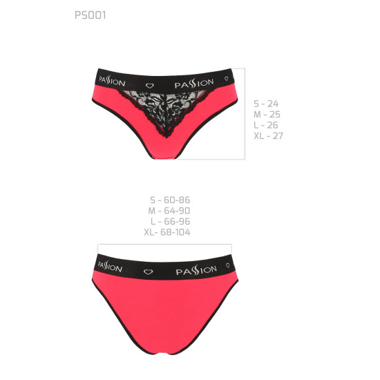 Трусики с широкой резинкой и кружевом, красно-черные Passion PS001 Panties Red/Black, M