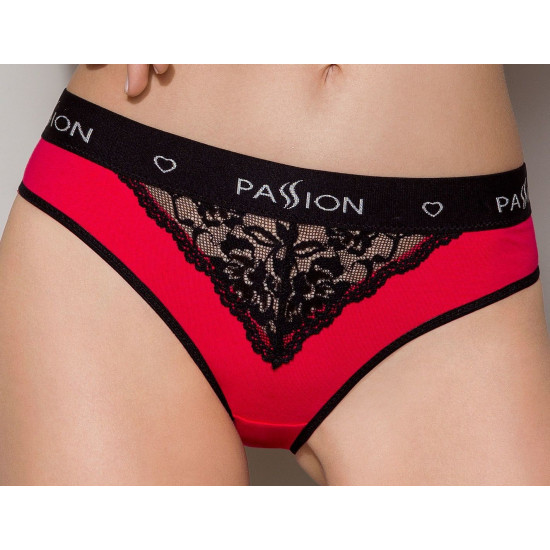 Трусики с широкой резинкой и кружевом, красно-черные Passion PS001 Panties Red/Black, M