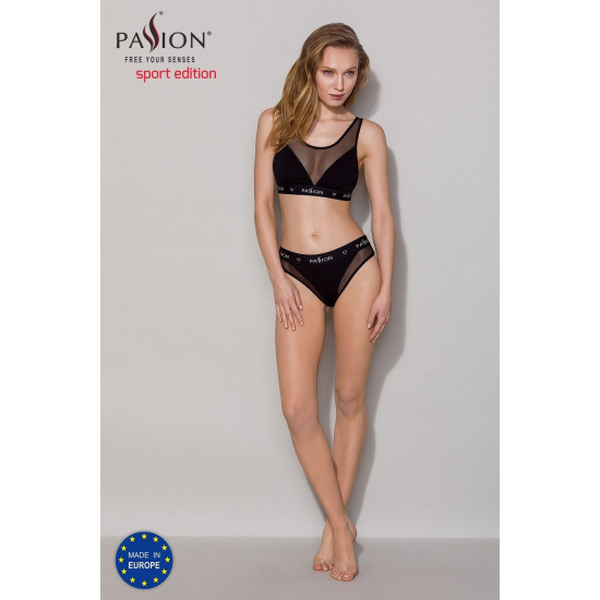 Топ з прозорою вставкою, чорний Passion PS002 Top Black, XL