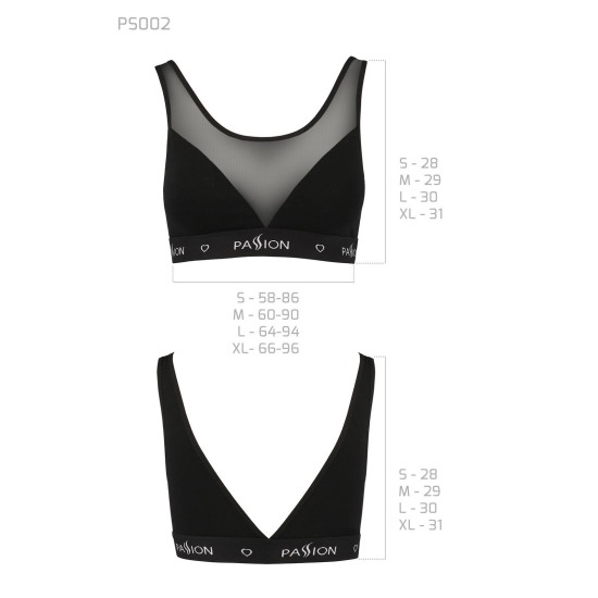 Топ з прозорою вставкою, чорний Passion PS002 Top Black, XL