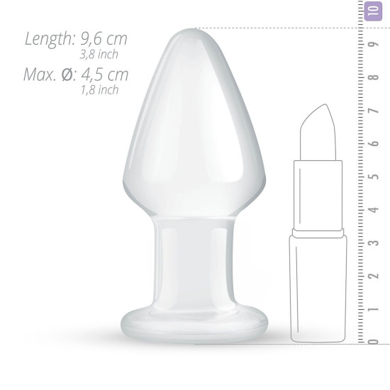 Скляна анальна пробка, довжина 8 см, діаметр 4,4 см, прозора Gildo Glass Buttplug No. 25