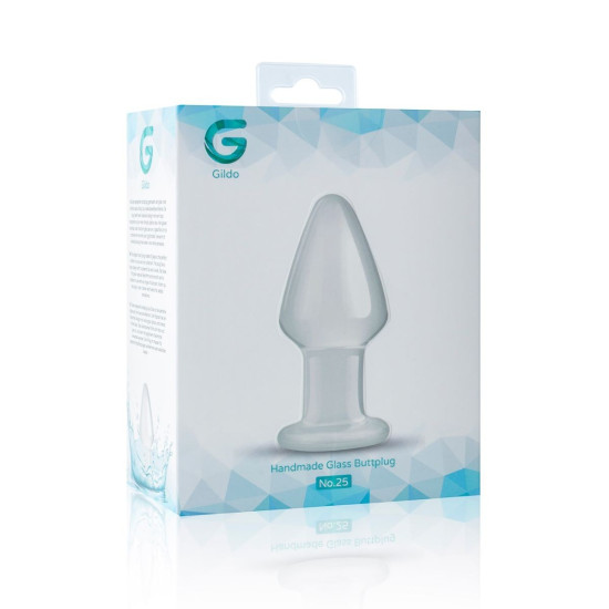 Скляна анальна пробка, довжина 8 см, діаметр 4,4 см, прозора Gildo Glass Buttplug No. 25