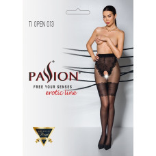 Колготки с открытой промежностью, ажурные трусики и подвязки, 20/40 den Passion Tiopen 013 Black, 5