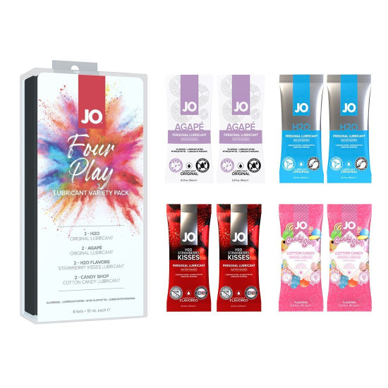 Набор лубрикантов на водной основе (H2O Original, Agapé Original, H2O Strawberry) JO Four Play, 8×10 ml