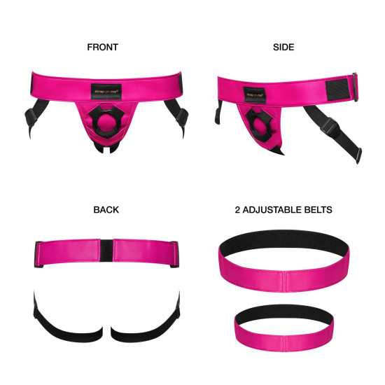 Трусы для страпона Strap-On-Me Leatherette Harness Curious, Fuchsia