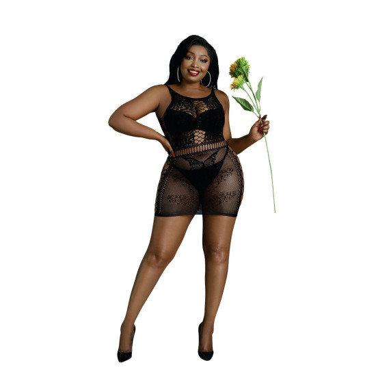 Платье-бодистокинг мини без рукавов, черное Moonlight Plus Model 01 Black, XL-XXXL