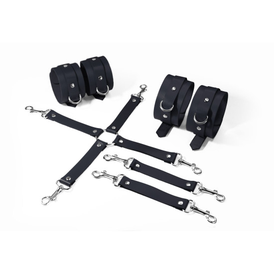 БДСМ набор (наручники, поножи, крестовина), черный Feral Feelings BDSM Kit 3 Black