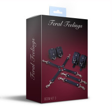 БДСМ набір (наручники, поножі, хрестовина), чорний Feral Feelings BDSM Kit 3 Black