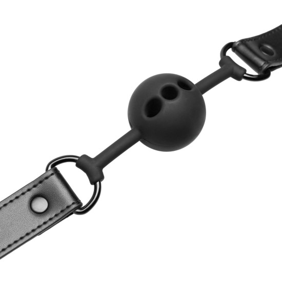 Повітропроникний кляп з ремінцем, чорний Bedroom Fantasies Breathable Silicone Ball Gag