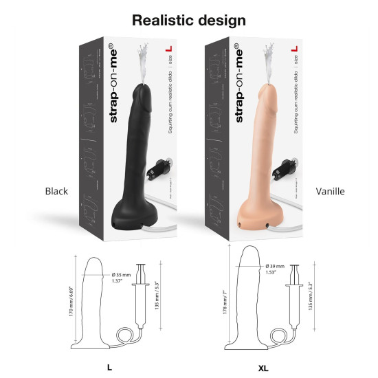 Кончaющий фаллоимитатор, длина 17,8 см, диаметр 3,9 см - Strap-On-Me Squirting Cum Dildo Realistic Flesh, XL