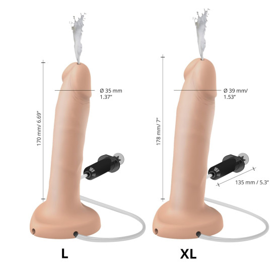 Кончaющий фаллоимитатор, длина 17,8 см, диаметр 3,9 см - Strap-On-Me Squirting Cum Dildo Realistic Flesh, XL
