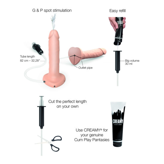 Кончaющий фаллоимитатор, длина 17,8 см, диаметр 3,9 см - Strap-On-Me Squirting Cum Dildo Realistic Flesh, XL