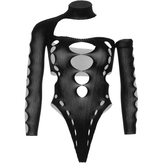 Бесшовное боди на одно плечо, чёрное Leg Avenue Seamless Thong Back Bodysuit Black, One Size