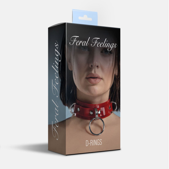 Ошейник для фиксации, красный Feral Feelings D-Rings Red