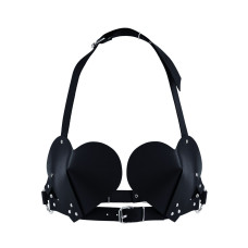 Ліф «Серце» з натуральної шкіри, чорний Feral Feelings Black Hearts Bra
