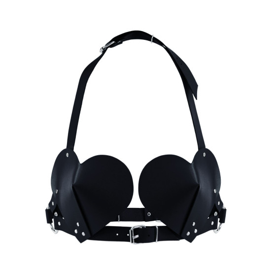 Ліф «Серце» з натуральної шкіри, чорний Feral Feelings Black Hearts Bra
