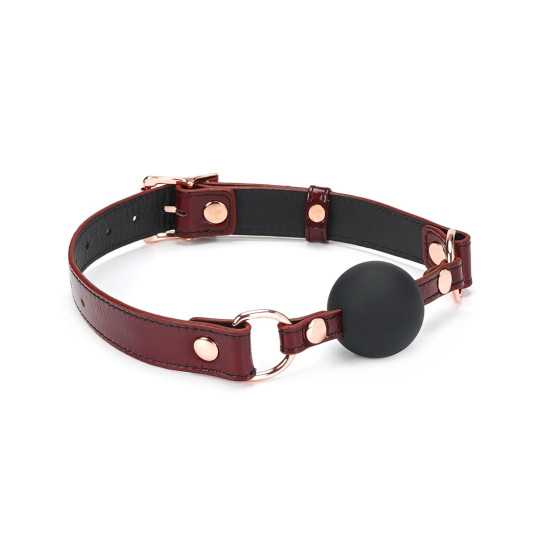 Силіконовий кляп із кулькою 4,3 см і шкіряним ременем Liebe Seele Wine Red Ball Gag